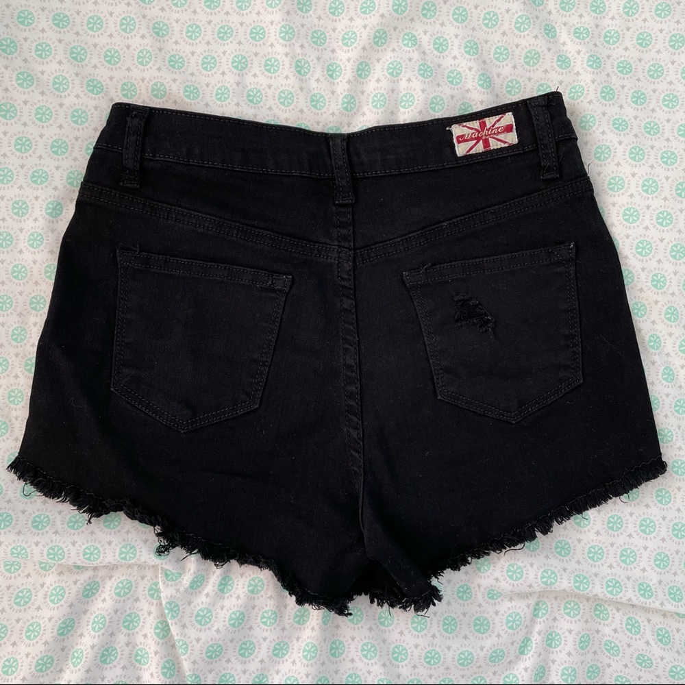 Black High-Waisted Shorts with Frayed Hem - Picture 6 of 12